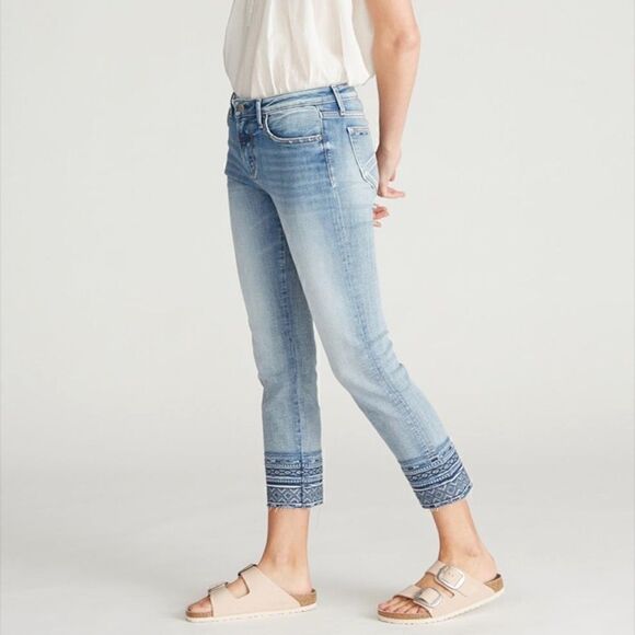 Driftwood Colette Diamond Embroidered Crop Jeans - Picture 1 of 6